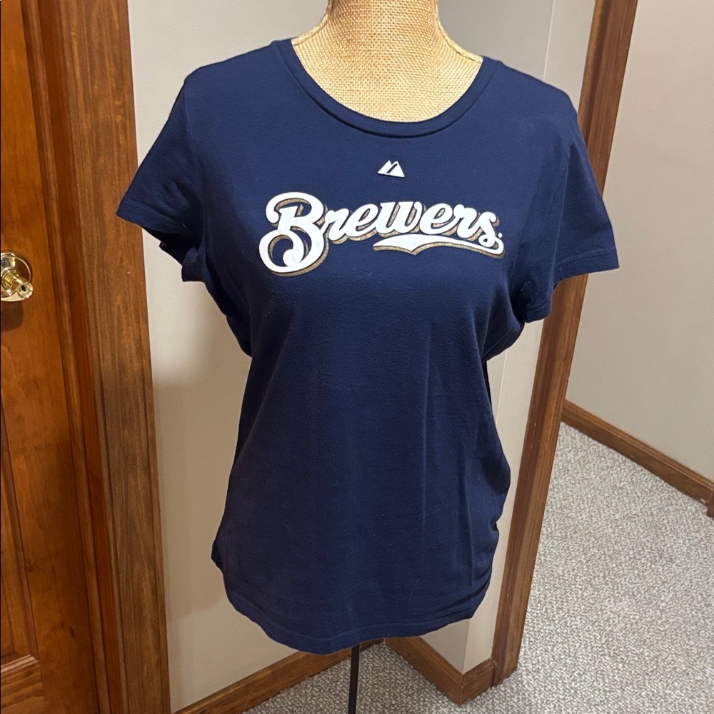 Brewers Women's Navy Blue Short Sleeve Tee